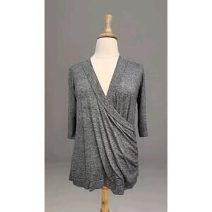 Maurices Faux Wrap Size 1X Gray 3/4 sleeve v-neck sweater